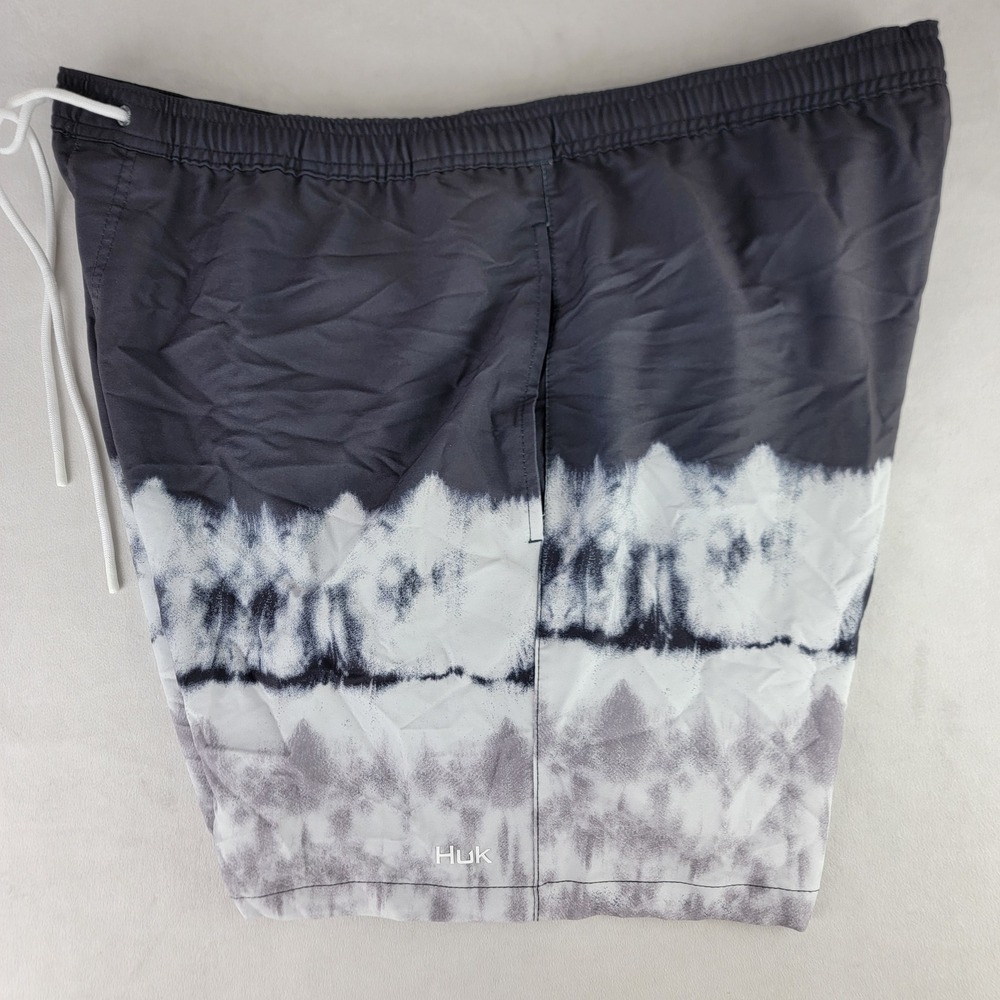 Huk Performance Fishing XXL Swim Trunks Tie Dye Gray White Men's Shorts Pool